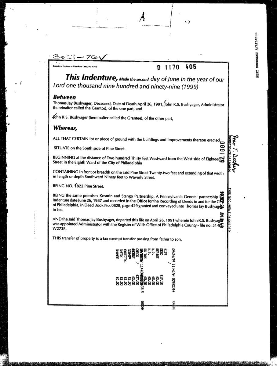 Document thumbnail for 1822 Pine - 1999 Deed 1.pdf