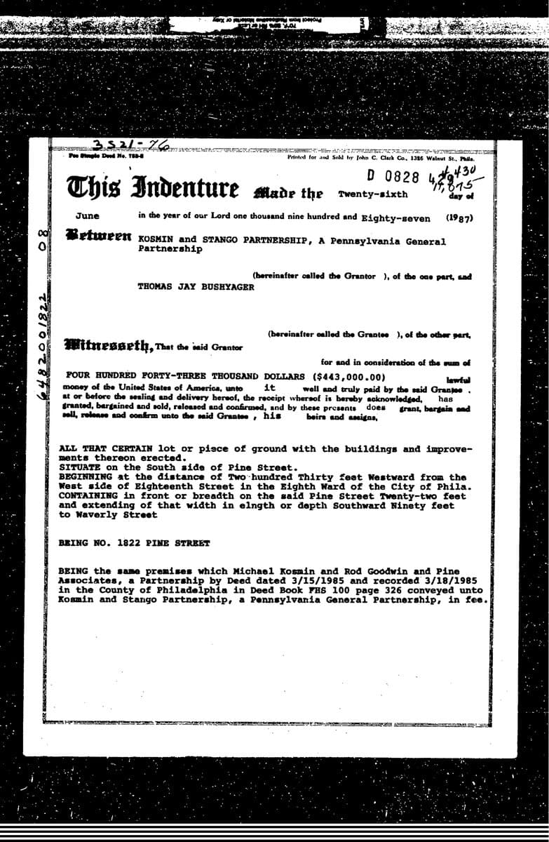 1822 Pine - Deed 1987 document preview