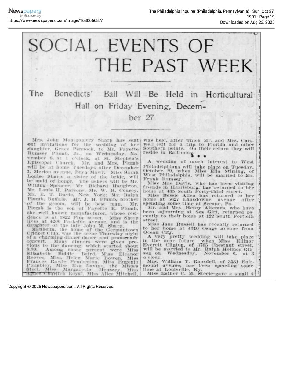 The Philadelphia Inquirer 1901 10 27 Page 19 document preview