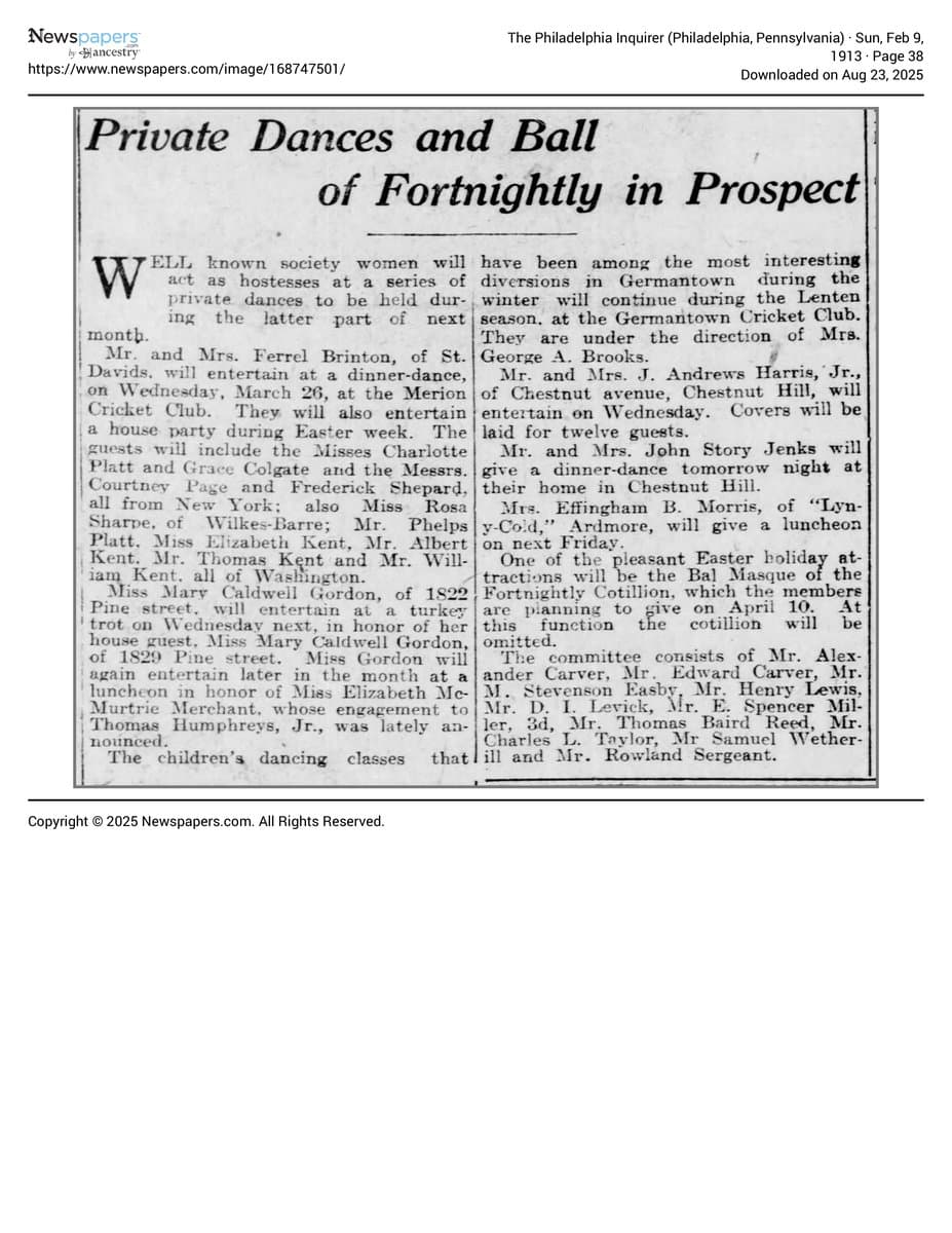 The Philadelphia Inquirer 1913 02 09 Page 38 document preview