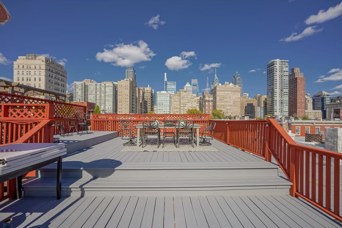 Private roof deck with panoramic Center City views at The Rittenhouse Residence
