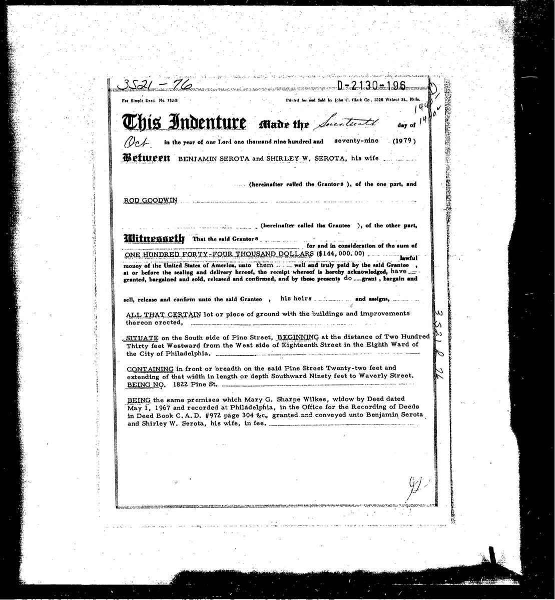 1822 Pine - 1979 Deed document page