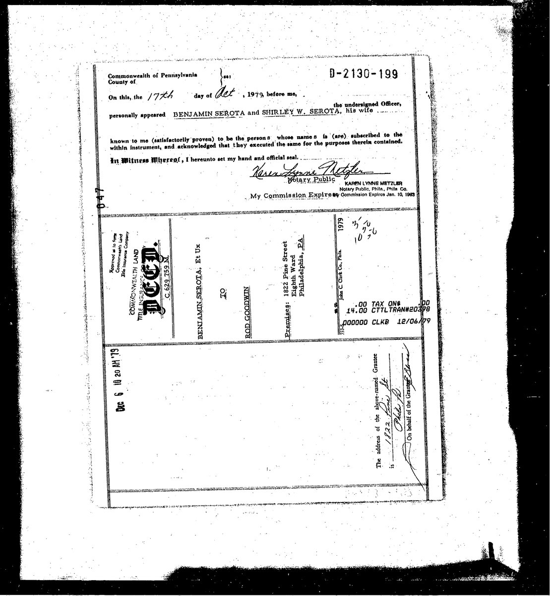 1822 Pine - 1979 Deed document page