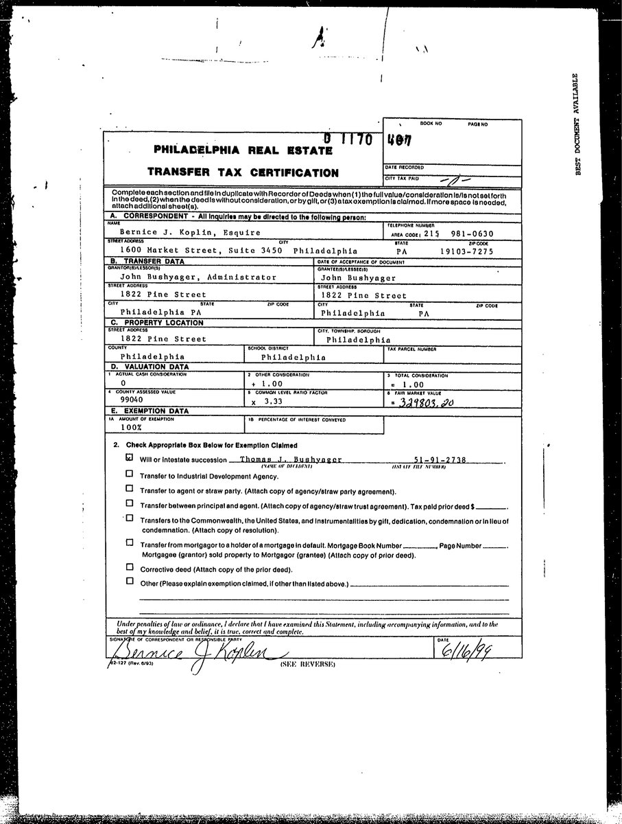 1822 Pine - 1999 Deed 1 document page