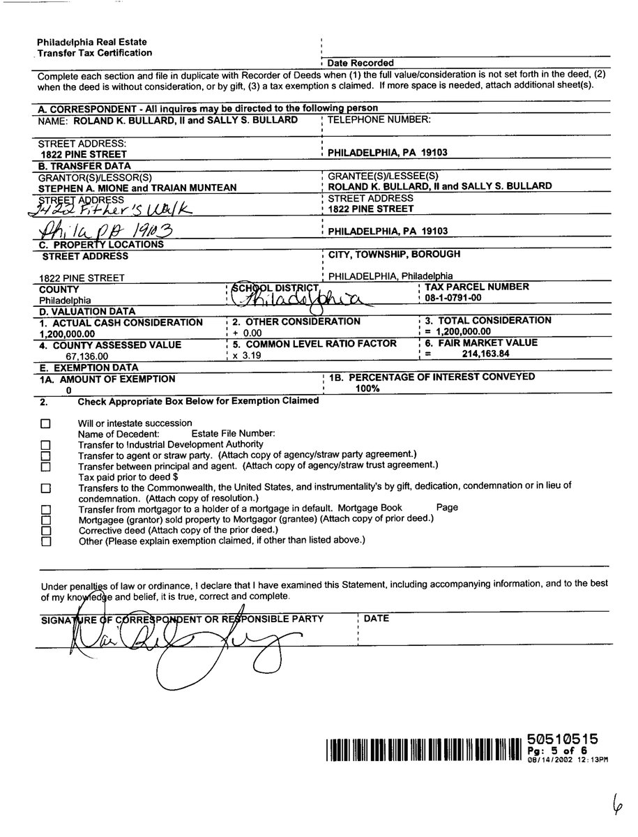 1822 Pine - 2002 Deed document page