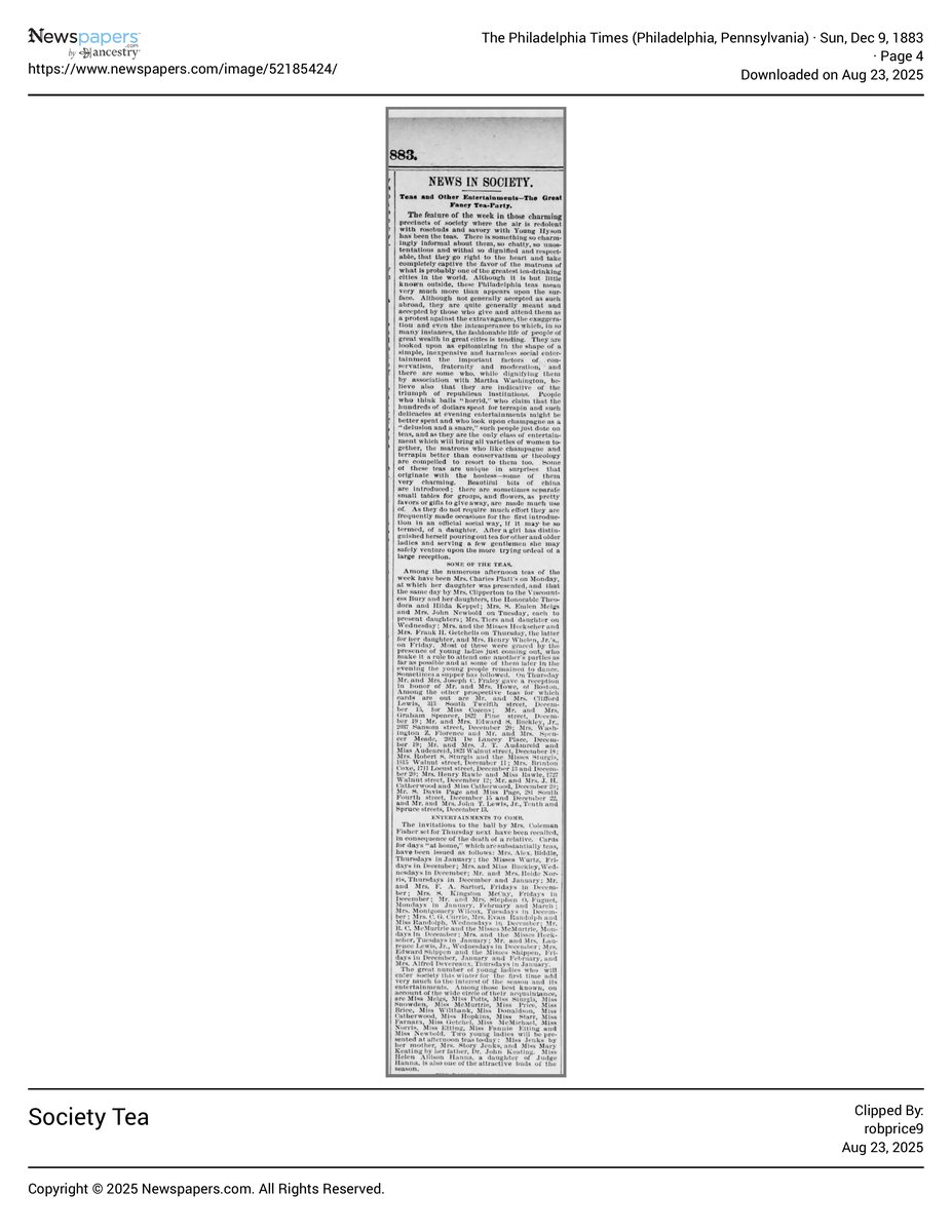 Society Tea document page