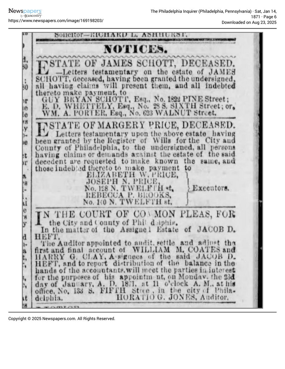 The Philadelphia Inquirer 1871 01 14 Page 6 document page