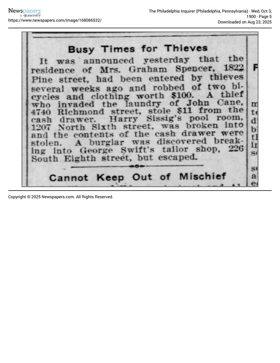 The Philadelphia Inquirer 1900 10 03 Page 5 document page