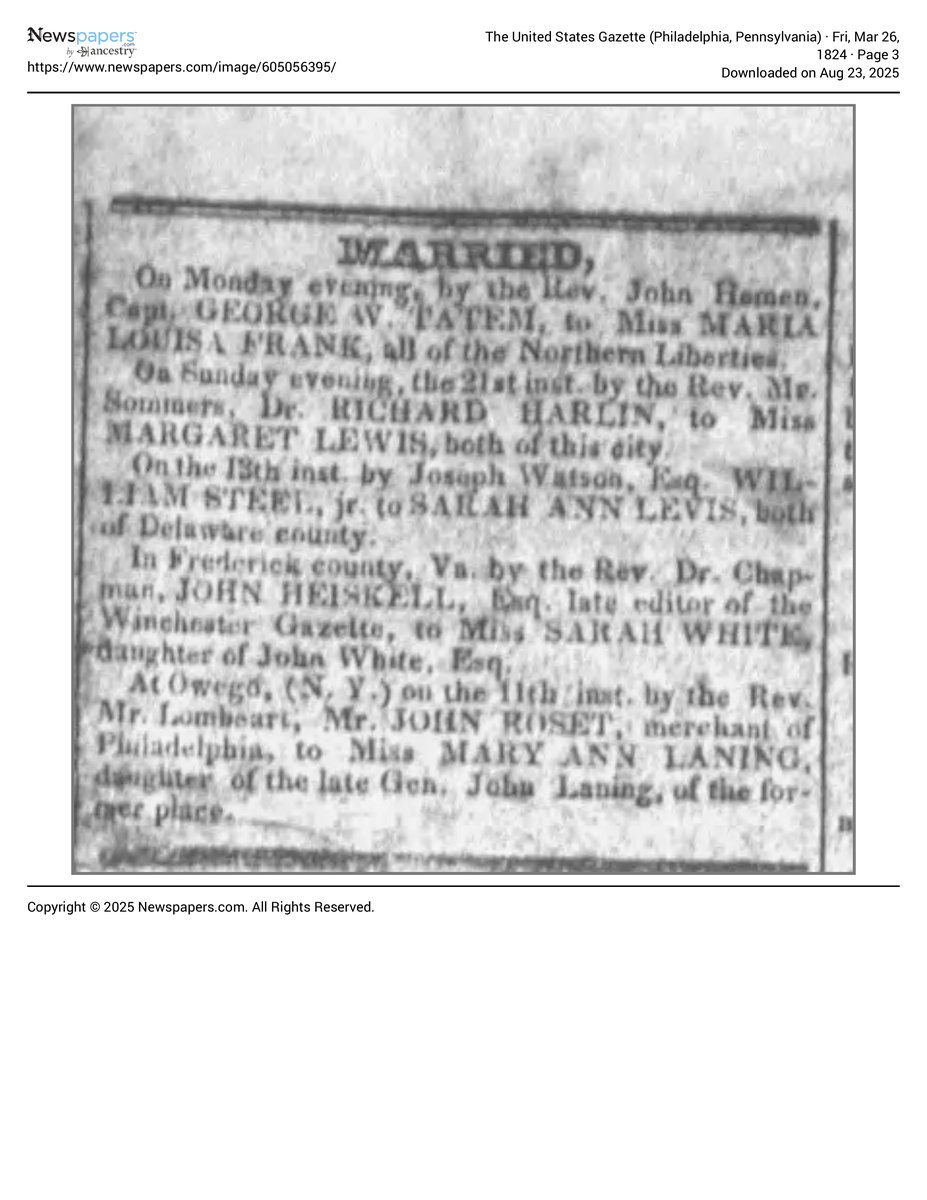 The United States Gazette 1824 03 26 3 document page